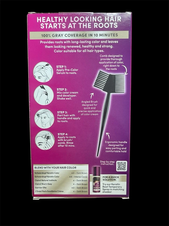 Schwarzkopf Keratin Root Color Revitalizer Permanente #4.0 Marrón Oscuro  Foto 2 de 4