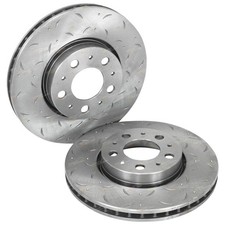 Front Slotted & Dimple Drilled Disc Brake Rotors Pair for Volvo S60 2001~2009