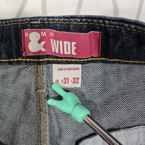 Vintage H & M Women's Wide Leg Jeans Size 31 X 32 Y2K Dark Wash Denim Pants - Picture 3 of 13