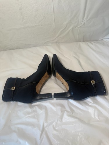Brighton Black Regina Nylon Leather Heel Boots Side Zip Women’s Size 6.5 - Picture 8 of 15