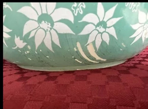 Vintage Agee Pyrex CR 300 Turquoise Flannel Flowers Round Casserole + Lid - Picture 4 of 16