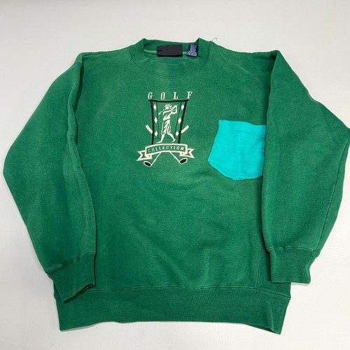 Vintage Wolf Athletic Sweatshirt Mens Medium Green Golf Collection Embroidered