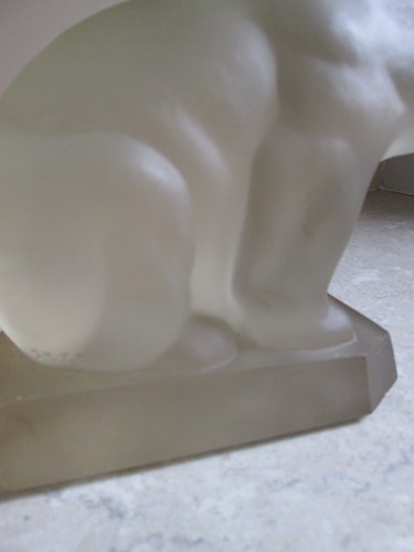 ART DECO FROSTED ART GLASS - LARGE & HEAVY POLAR BEAR - MARKED 'GEZA'   C.1930's - Picture 9 of 14
