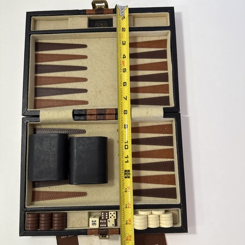 Vintage Reiss Reise Backgammon Spiel Set Kunstleder Etui fehlt 1 Schachbrett GUC - Bild 13 von 14