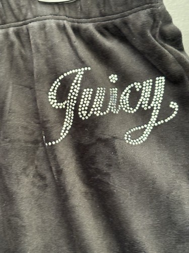 Neu mit Etikett Juicy Couture Velours Glitzer Trainingsanzug KLEIN Hoodie & Hose mit Bündchen Set schwarz - Bild 4 von 5