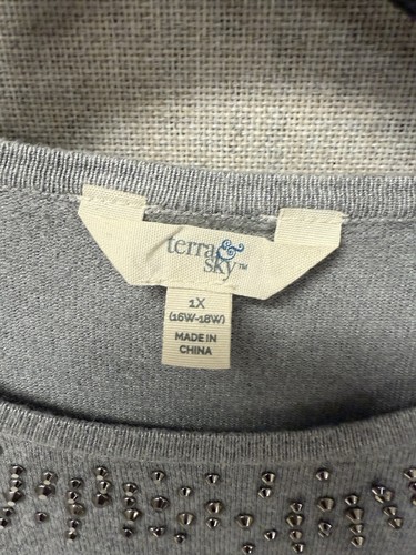 Terra Sky Pullover 1x grau mit Pailletten Damen Übergröße - Bild 4 von 6