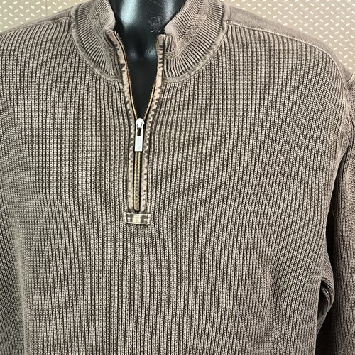 Tommy Bahama Jeans Brown 100% Cotton Long Sleeve Quarter Zip Size XXL - Picture 2 of 11