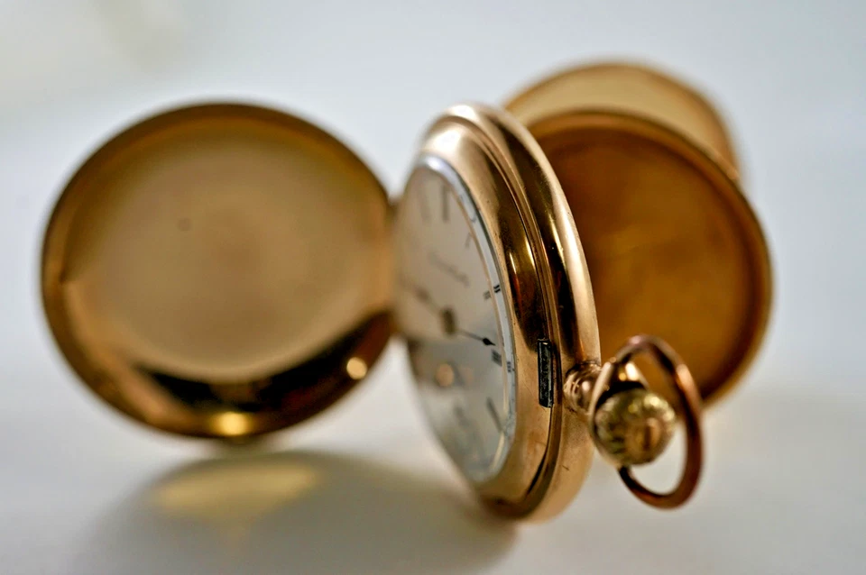 Reloj Bolsillo Hamilton 1901 Grado 925 Modelo 2 17J 18S 20 Años Lleno de Oro Fahys Funciona Foto 4 de 4