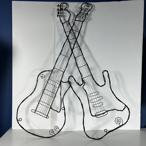 Metal Wrought Rod Iron Wire Guitars Wall Hanging Music Decor 3 D Size 31” X 25” - Picture 1 of 6