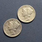 1945-Mercury Dime Lot of 2 - AU - Almost Uncirculated - 90% Silver