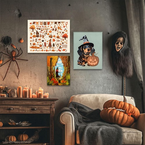 Impresión de póster estética de murciélago castillo terror murciélago de Halloween en lienzo vintage - Imagen 92 de 176