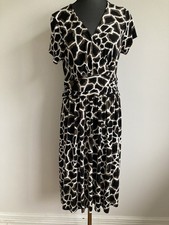 Jane Lamerton 12 Midi Dress Animal Print Black Khaki White Stretch Short Sleeve