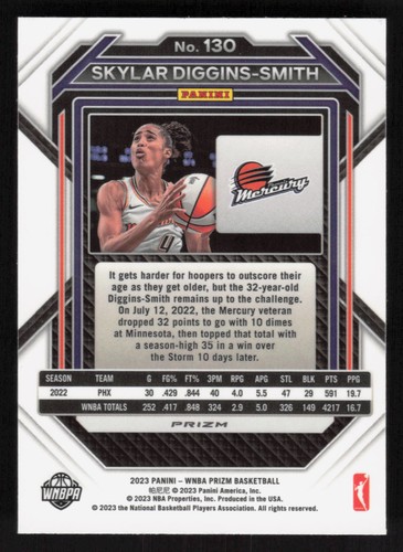 2023 Panini Prizm WNBA #130 Skylar Diggins-Smith Hyper - Afbeelding 2 van 2