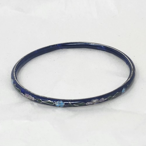 Brazalete Brazalete Vintage Cloisonne Azul Floral Esmaltado Boho Joyería 2.5" - Imagen 2 de 10