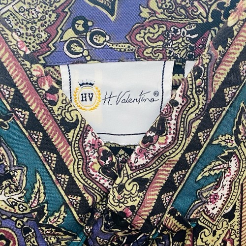 H Valentino Mens M Button Down Short Sleeve Striped Retro Casual Shirt 90's Y2K - Picture 9 of 11