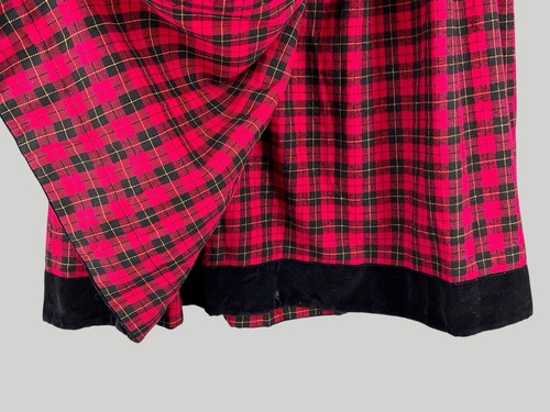 Vintage Cabridge Dry Goods Red Plaid Wrap Skirt Velvet Trim M NWT - Picture 4 of 11