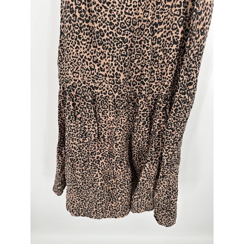 Reformation Dress Women 2 Toulouse Cream Black Cheetah Print Linen Midi - Picture 4 of 11