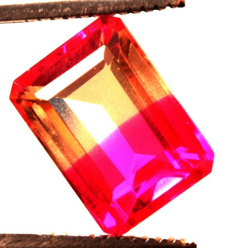 14.50 Cts. Natural Brazilian Bi-Color Tourmaline Emerald Cut Certified Gemstone