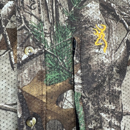 Browning Wasatch Mens Medium Camo Long Sleeve Hunting Fishing Button Up Shirt - Picture 7 of 12