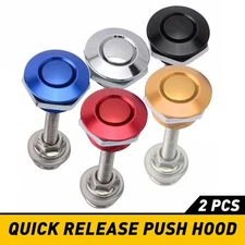 2xPush Button Quick Release Hood Bonnet Pins Lock Clip Car Bumper Latch Kit