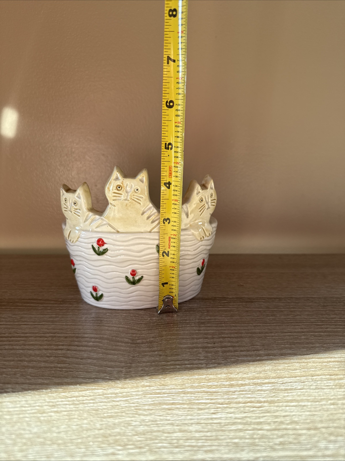 Vintage TAKAHASHI Cat Kitten Basket Ceramic Container San Francisco Japan 1970’s