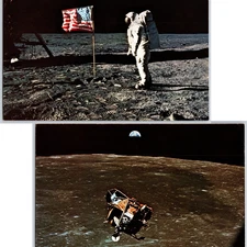 2x Apollo 11 Moon Landing Giant Oversize Postcards Lot (NASA Film) 5.5x8.5
