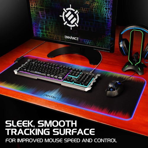 ENHANCE Extra Large LED Gaming Mouse Pad - Soft XXL Desk Mat with 7 RGB Colors, - 第 4/9 張圖片
