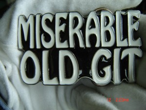 Miserable old git belt buckle.