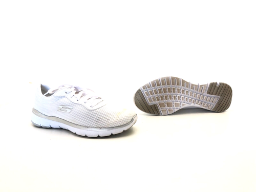 Scarpe basse da donna Skechers mocassini con lacci comodi bianchi taglia 37 (UK 4) - Foto 7 di 8
