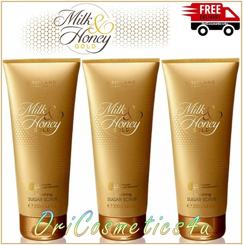 3 x Oriflame Milk & Honey Gold Smoothing Sugar Scrubs Natural Origin Exfoliant