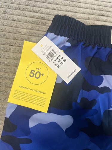 Gap Kids Size 4 Years New With Tags Swim Trunks Board Shorts Blue Camuflaje - Picture 8 of 11