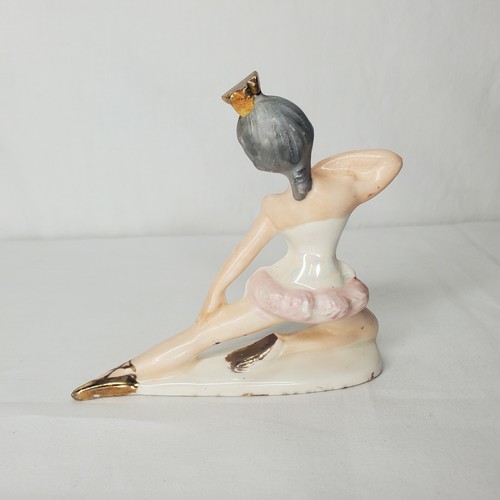 Ballerina porcellana vintage figura tutù rosa corona scarpe punta accenti oro Giappone - Foto 5 di 12