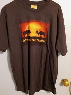 Men's X Large Moose Lets Put Are Heads Together Brown Mountain T Shirt