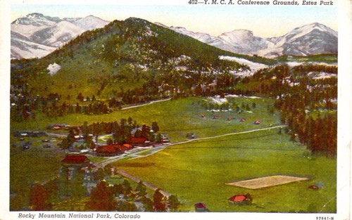 Vintage Postkarte Colorado CVJM Konferenzgelände Estes Park Rocky Mtn 1946 Post - Bild 1 von 2