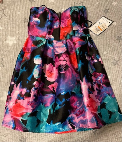 B DARLIN Women's Juniors Floral Print Fit + Flare Dress Size 7/8- NEW - Picture 8 of 8