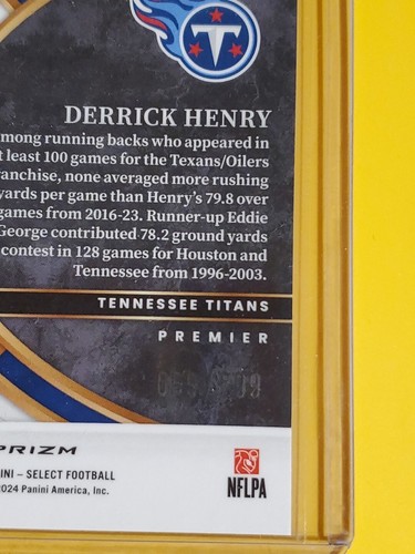 Derrick Henry 2023 Panini Select #156 Premier Level DieCut #069/299 Tenn Bal - Picture 9 of 11