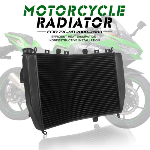 Radiator Cooler Cooling For Kawasaki Ninja ZX-9R ZX9R 2000-2003 Black Aluminum - Picture 2 of 7