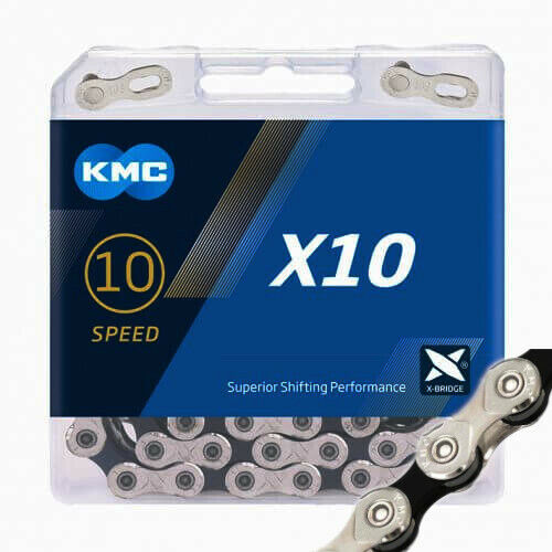 KMC X10 10 Speed Bike Chain 116L Silver-Black or Grey fit Shimano SRAM Campy - Picture 4 of 5