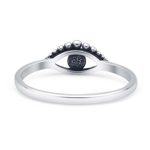 Evil Eye Oxidized Round Ring 925 Sterling Silver 5.4mm - Picture 19 of 28
