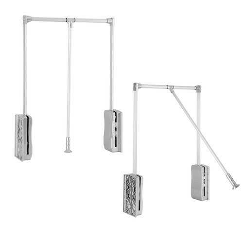 Adjustable Soft Return Pull-Down Wardrobe Rail Space-Saving Clothes Hanger - Picture 18 of 22