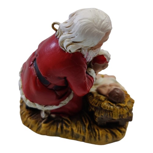 1983 Kneeling Santa Praying Over Baby Jesus Figure Ornament R.P. Gauer - Picture 3 of 10
