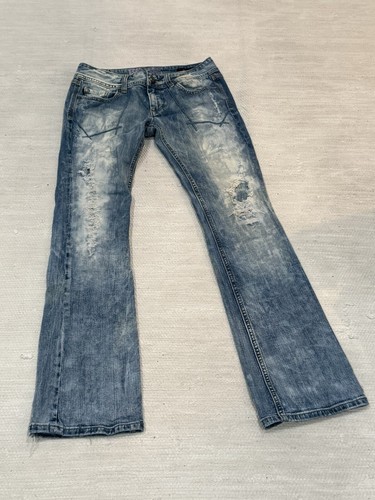 Women’s ReRock Express Flare Bootcut Jeans Distressed Low Rise Grunge Y2K Size 4
