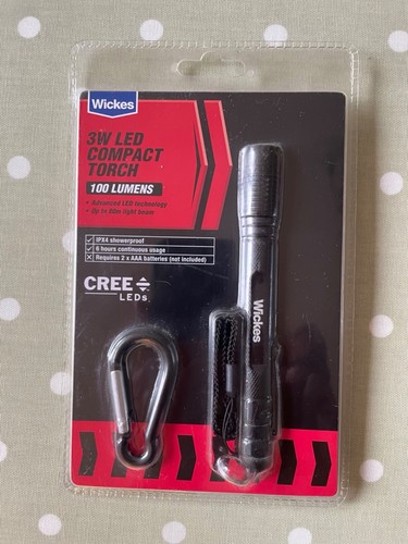 Wickes Torch CREE LED 3W 100 lumens 80m Beam Showerproof 6hrs Battery IPX4 🔦✅ - 第 2/5 張圖片