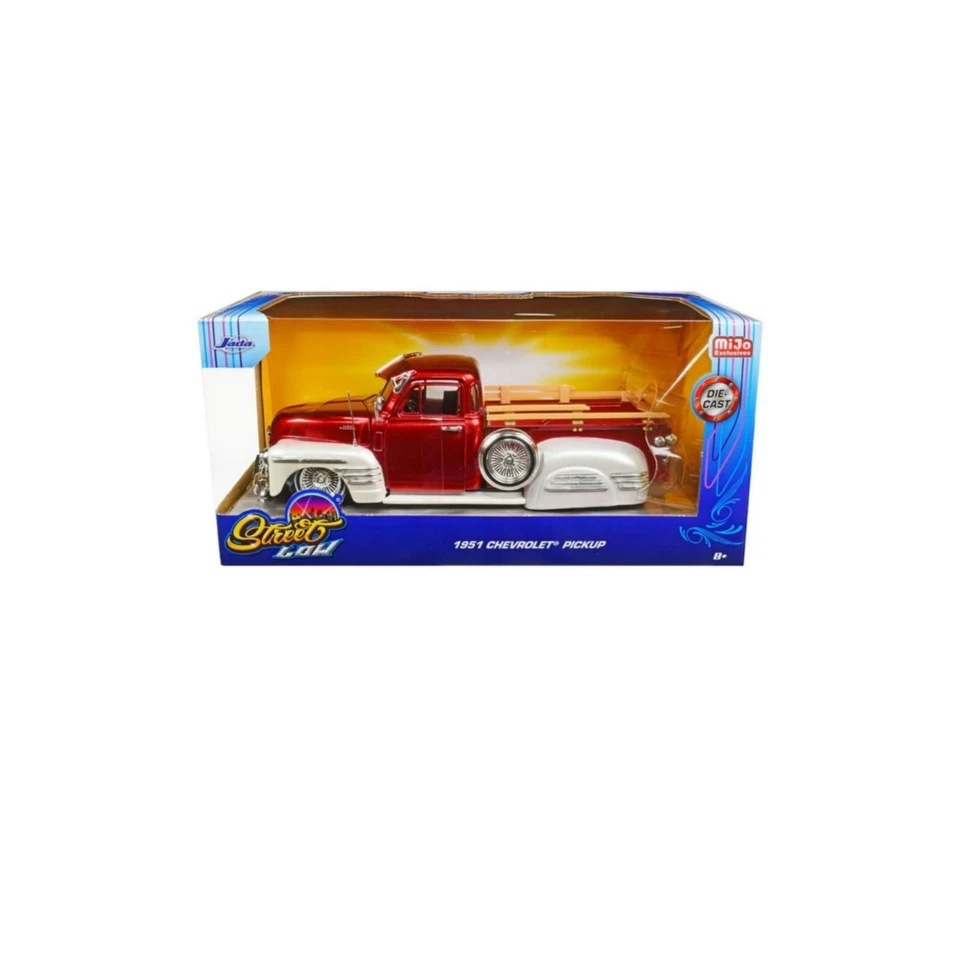 34292 BY JADA 1951 Chevrolet Pickup Lowrider Red Street Low 1/24 Diecast  - Image 4 of 4