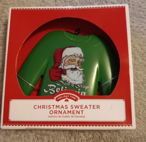 Collectible Ugly Christmas Sweater Ornament by Holiday Time Don't Stop Believin! - Picture 2 of 9