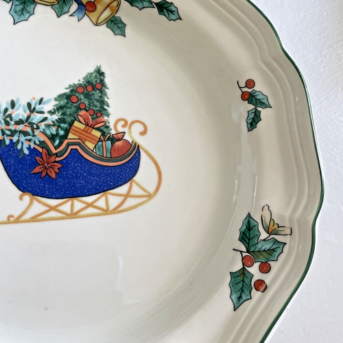 Plato de ensalada/postre navideño trineo festivo campo francés Mikasa 8" - Imagen 4 de 9