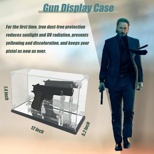 Vitrina para pistola acrílico 12" espejo pistola revólver soporte caja de sombra - Imagen 6 de 12