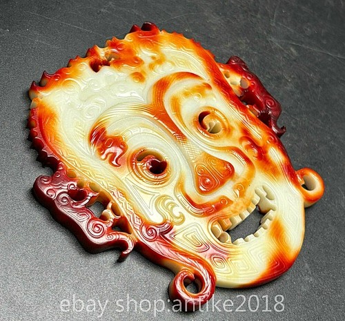 Ancien pendentif amulette visage peuple sculpté Hetian culture chinoise shijiahe usine 3,8