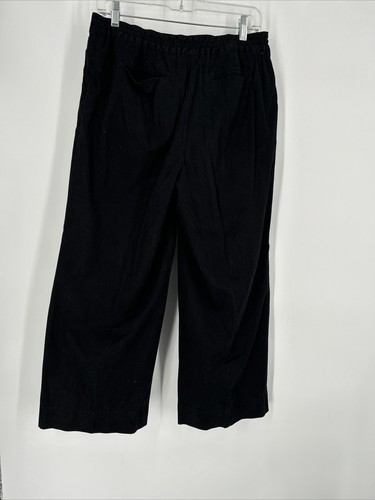 Pantalone J Jill gamba larga crop Capri 100% cotone nero tg 30x26 bottoni coulisse - Foto 2 di 9