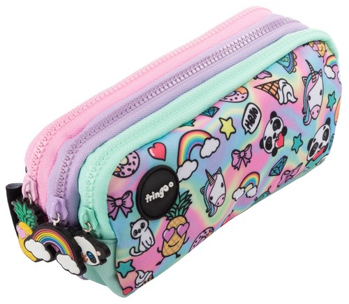 Caja de lápices de 3 compartimentos para niños Soporte de papelería escolar Bolsa de maquillaje divertida - Imagen 50 de 57